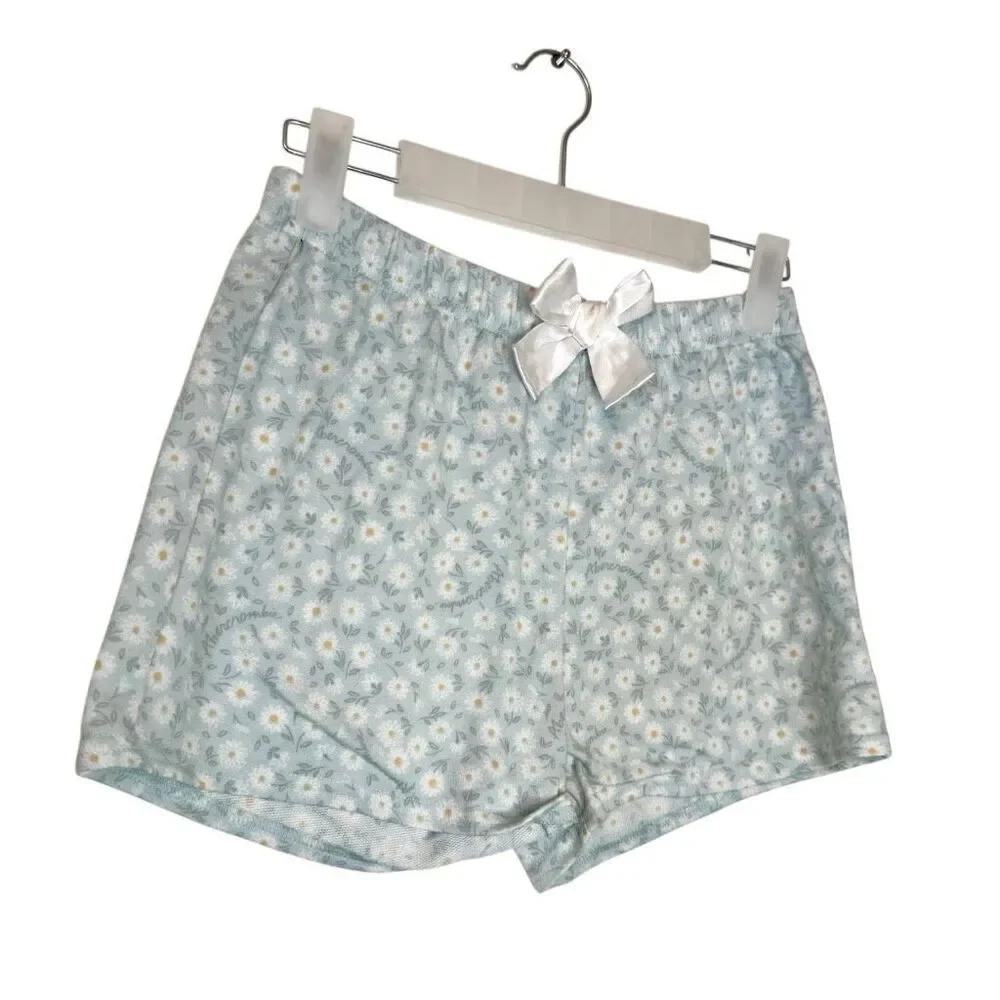 Abercrombie Kids Floral Daisy Elastic Waist Light Blue Sleep Shorts Size 11/12